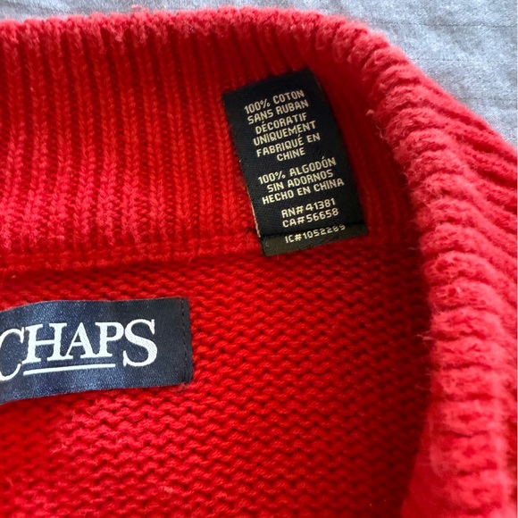 Chaps Men’s Red Quarter-Zip Cotton Sweater Size XXL - Picture 7 of 7
